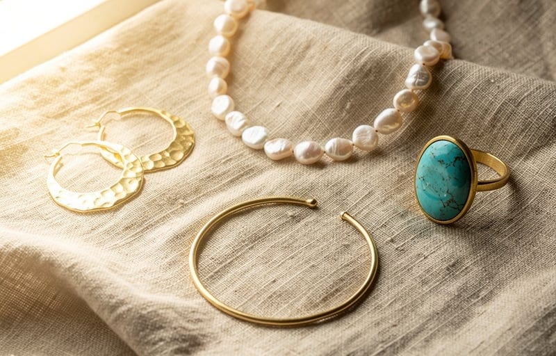 Bijoux selon la couleur de la robe en lin