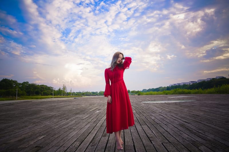 Robe longue en lin bordeaux